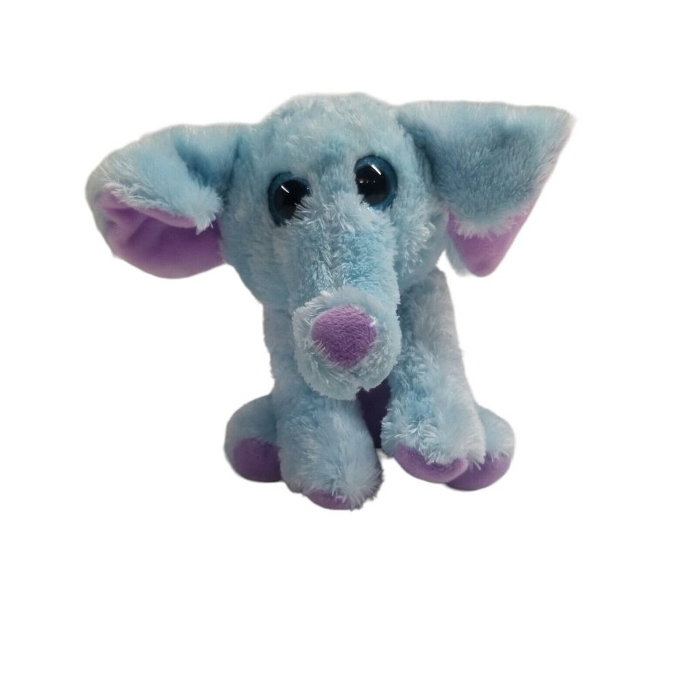 MVP Plush Blue & Purple Elephant Stuffed Animal Glitter Eyes 2021 Small Pellets
